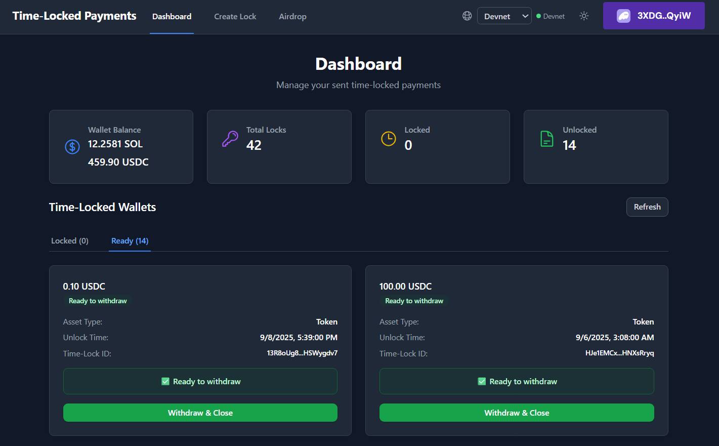 Time-Locked Wallet (Solana)